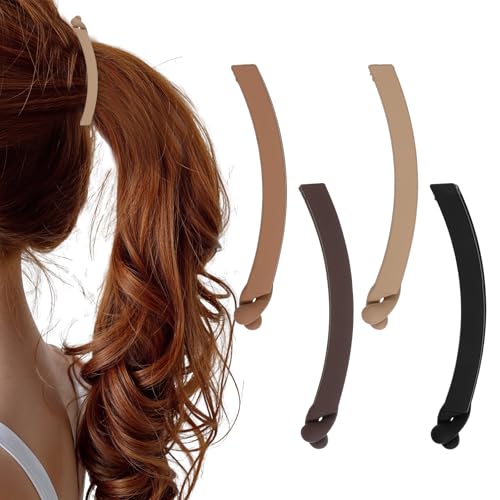 Bananen-Clips für Damen und Mädchen, klassische Bananen-Clips für dickes Haar, starker Halt, Pferdeschwanz-Bananen-Clip, einfach zu verwenden, ohne das Haar zu beschädigen (mehrfarbig), 4 Stück von Quilax
