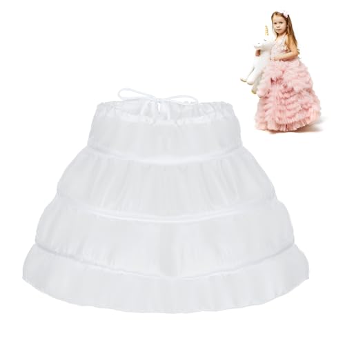 Quilax 1 Stück Reifrock Kinder 3 Creolen,Unterrock für Mädchen,Petticoat Mädchen,Reifrock Kinder mit Weiße Spitzenborte,für Prinzessin Kleid,Ballkleider(35cm,2-4 Jahre) von Quilax