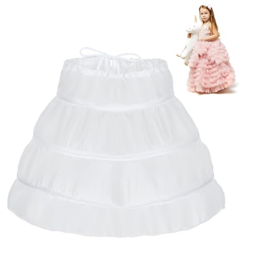 Quilax 1 Stück Reifrock Kinder 3 Creolen,Unterrock für Mädchen,Petticoat Mädchen,Reifrock Kinder mit Weiße Spitzenborte,für Prinzessin Kleid,Ballkleider(45cm,4-5 Jahre) von Quilax