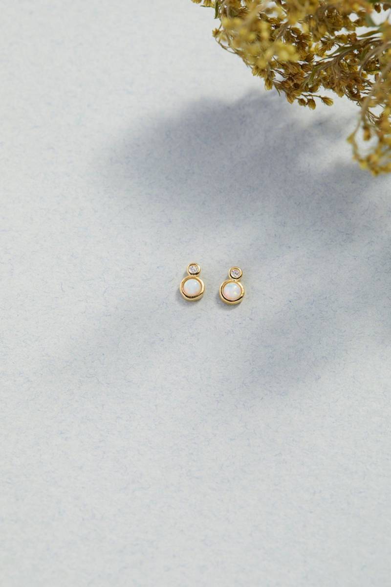 Doppelkreis Opal Ohrstecker Ohrringe von QuillFineJewelry