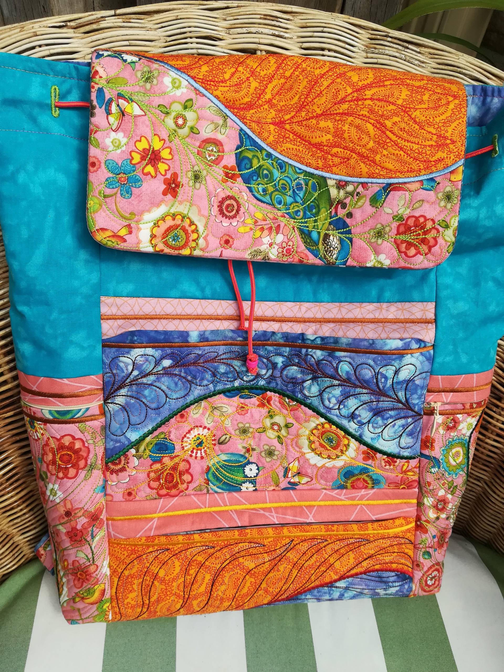 Dekorativer Textiler Backpack Rucksack Stickereien+Quiltmuster Einzelstück Handmade By Patchworkquiltsandmore.de Dekorativer Textiler Backpack Rucksack Stickereien+Quiltmuster Einzelstück Handmade By Patchworkquiltsandmore.de von QuiltLadyShop