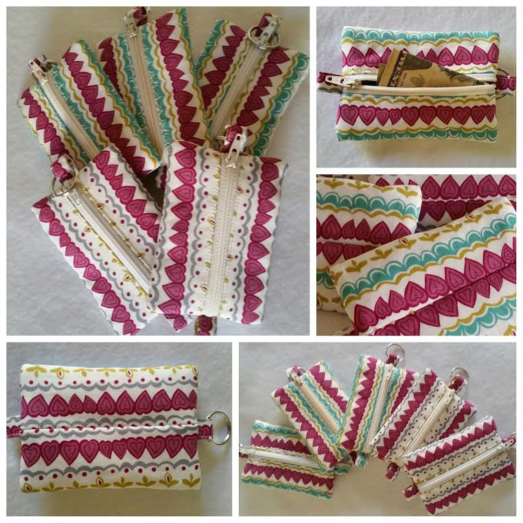 Set Von 5 Mini-Münzen Beutel Mit Schlüsselring von QuiltNCrochet