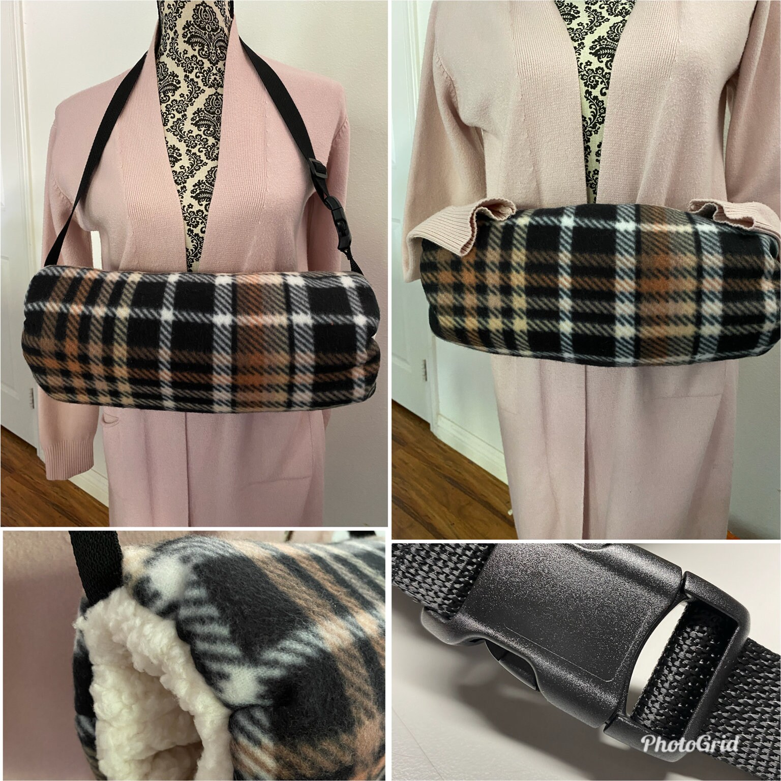 Braun/Schwarz Karierter Handwärmer. Sherpa Futter Handwärmer, Schwarz-Braun Handwärmer Mit Sherpa-Fleece Gefüttert von QuiltNCrochet