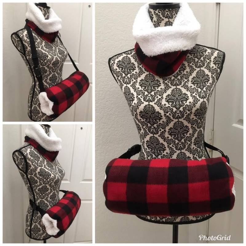 Buffalo Karo Karohand Muff. Sherpa Handwärmer, Plaid Halswärmer. Handwärmer Mit Sherpa-Futter, Sherpa-Armwärmer von QuiltNCrochet