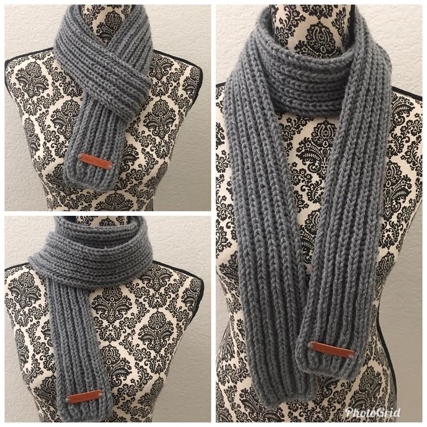 Grauer Strickschal, Gestrickter Schal, Halswärmer, Schlichter Winter Unisex Schal von QuiltNCrochet