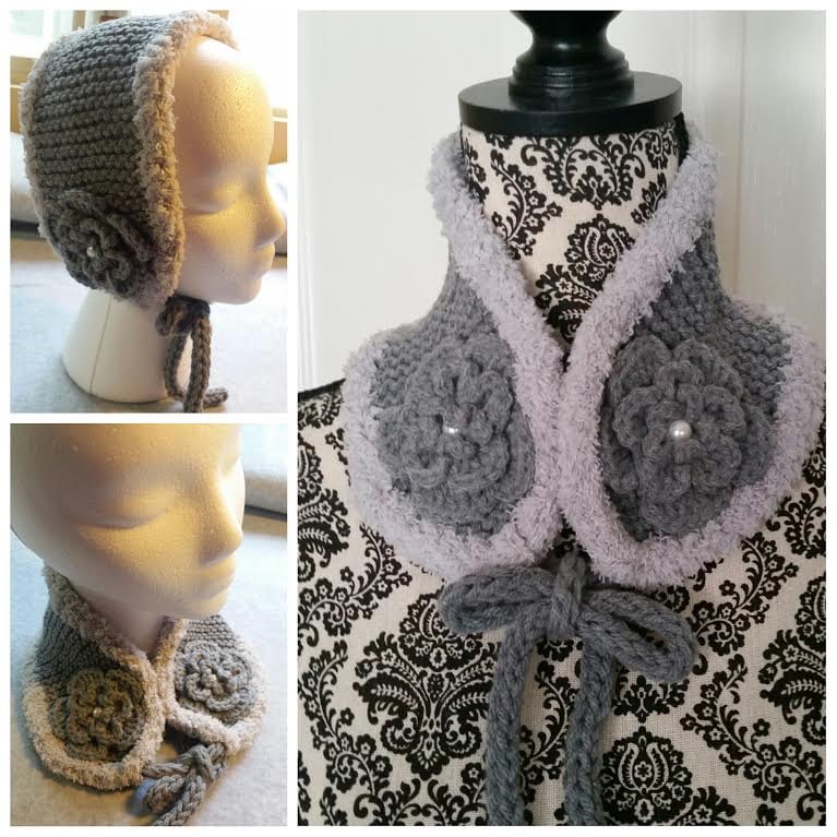 Handgestrickter Grauer Acryl Schlauchschal Ohrwärmer Schal | S/M von QuiltNCrochet