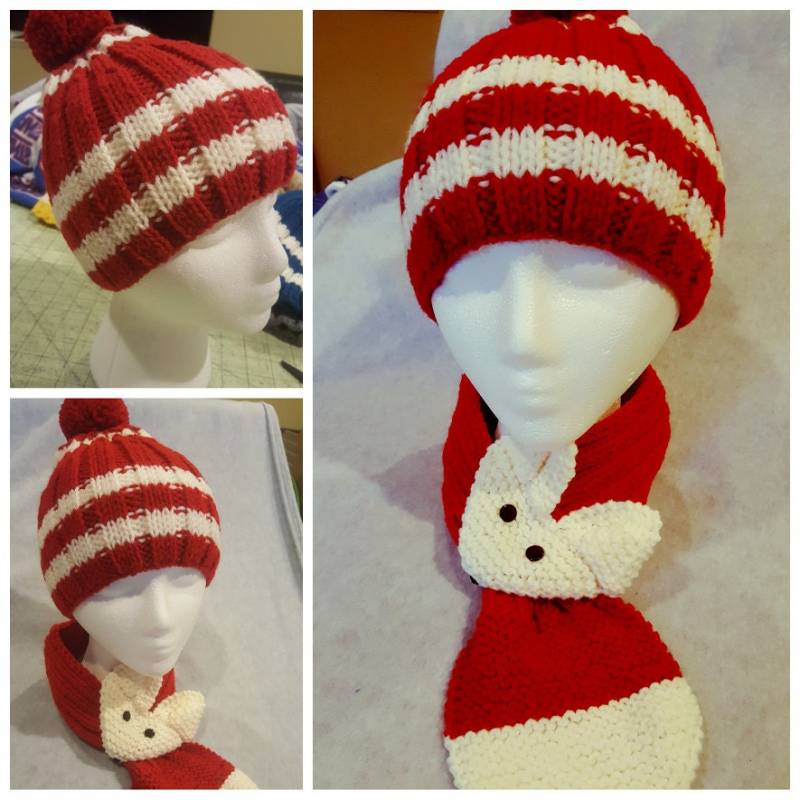 Handgestrickte Kindermütze/ Beanie Mit Pom/Fuchs Schlüsselloch Halswärmer/Schal von QuiltNCrochet