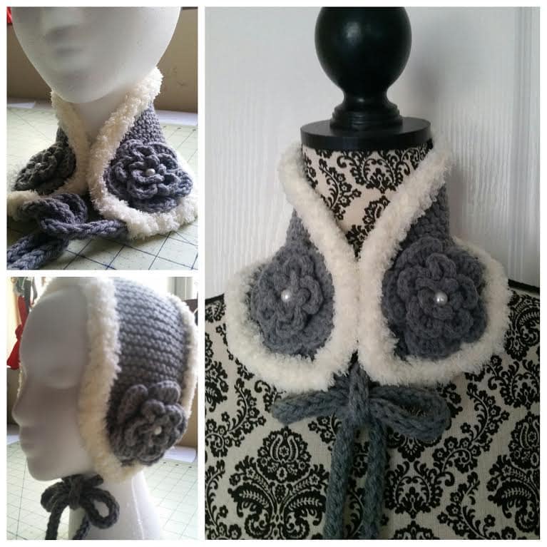 Medium/Große Graue Farbe Handkint Kinder Erwachsene Halswärmer, Ohrwärmer M/L von QuiltNCrochet