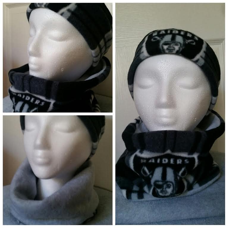 Oakland Raiders Fleece Stirnband & Halswärmer Set von QuiltNCrochet