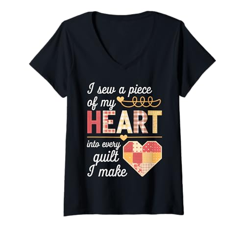Damen I Sew a Piece of My Heart Into Every Quilt I Make Quilter T-Shirt mit V-Ausschnitt Damen I Sew a Piece of My Heart Into Every Quilt I Make Quilter T-Shirt mit V-Ausschnitt von Quilting Patchwork Designs for Passionate Quilters