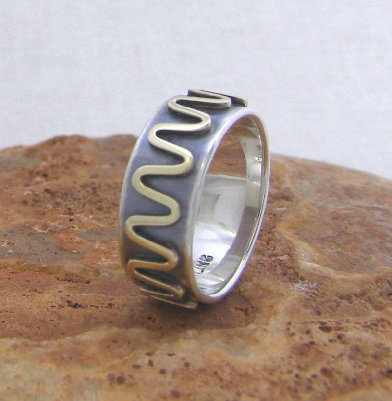 Rustikale Silber Und Bronze Zig Zag Ring ~ Hand Schmiedeeisen Rustikale Silber Und Bronze Zig Zag Ring ~ Hand Schmiedeeisen von QuimbySt