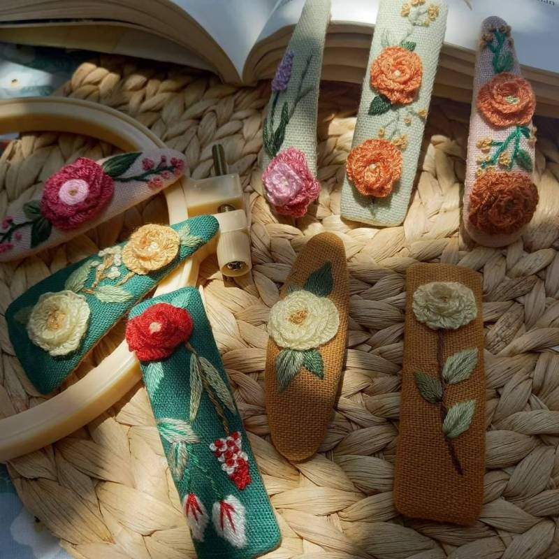 3D Blumen Gestickte Haarspangen Für Frauen Mädchen, Haarspange, Snap Clips, Handgemachte Haarspange von QuinceFablesShop