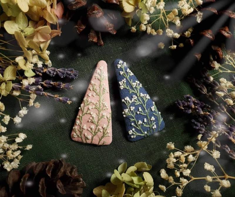 Baby Atem Gestickte Haarspangen Für Frauen Mädchen, Haarspange, Blumen-Snap-Clips, Handgemachte Haarspangen, Geschenk Sie von QuinceFablesShop