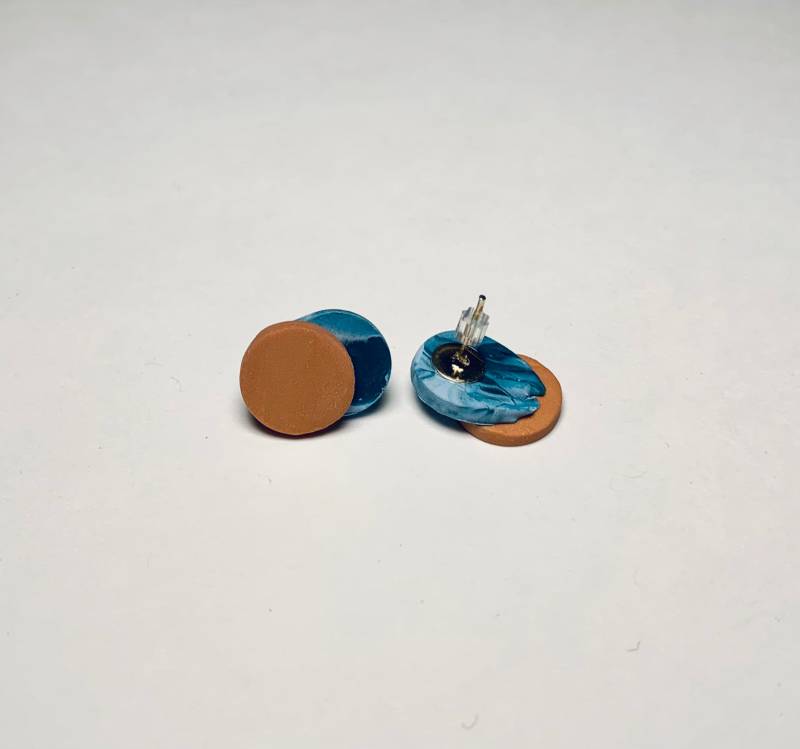 Marmorierte Polymer Clay Statement Ohrringe - Roségold Und Marmoriertes Teal Marmorierte Polymer Clay Statement Ohrringe - Roségold Und Marmoriertes Teal von QuincyStreetWares