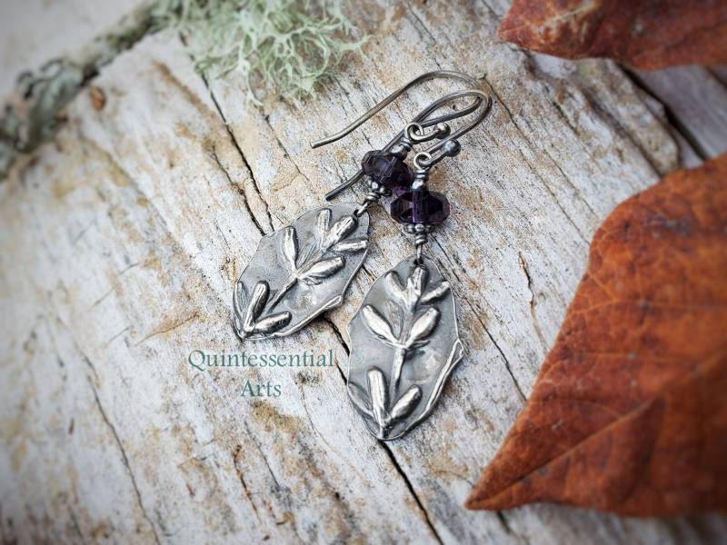 Lavandula Angustifolia - Lavendelblüte Umweltfreundliche Reine Silberohrringe Von Quinessential Arts von QuintessentialArts