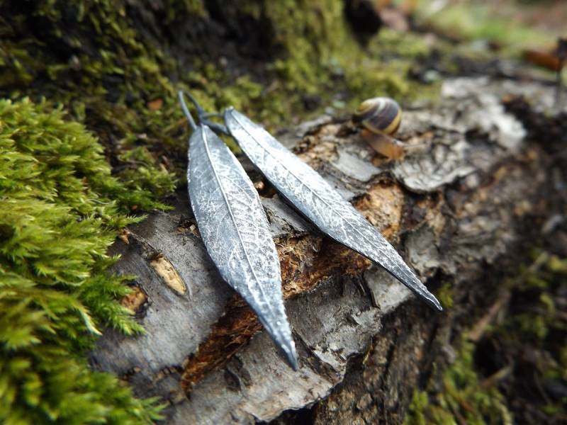 Salix Alba - Bastyr Weide Echte Blatt Silber Ohrringe Von Quinessential Arts von QuintessentialArts