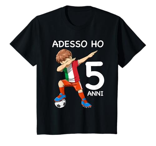 5. Geburtstag Kinder & Fußball Italien – Geschenk zum 5. Geburtstag T-Shirt von Quinto Compleanno - Maglietta Calcio Italia 5 Anno