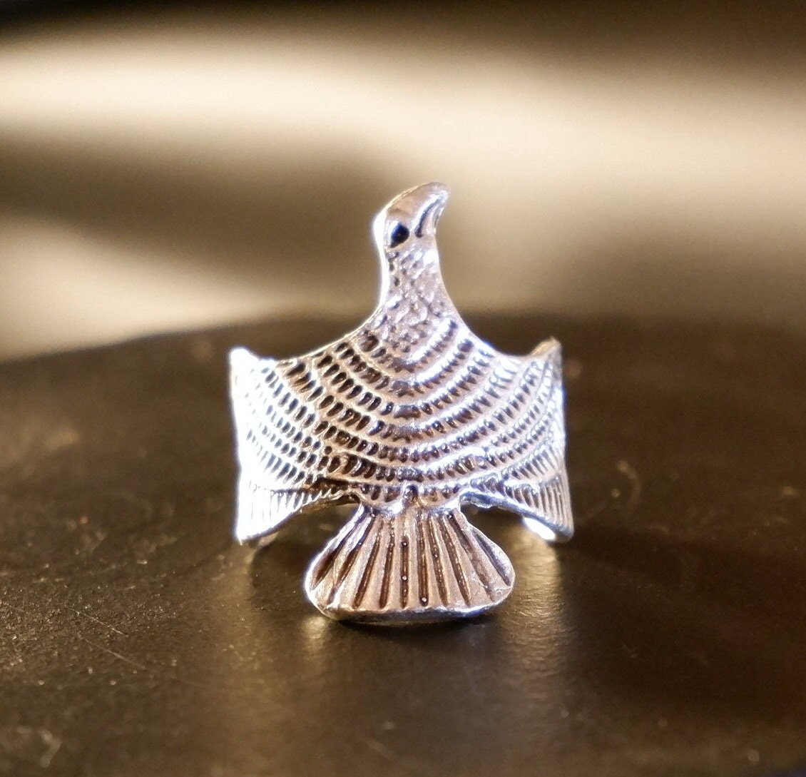 Geflügelter Adler Ring - Ringe Für Männer Falke Ring Silber Handgemacht Born Bird Adler Einzigartiger Herrenring Qd3 von QuipoDesign