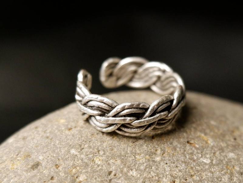 Twisted Ring - Spiral Ring Unikat Statement Chunky Unisex Minimalist Swirl Seil Einstellbar Qd38 von QuipoTR