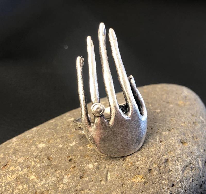Gothic Hand Ring - Boho Ring Einzigartig Statement Chunky Ringe Für Frau Minimalist Punk Geschnitzt Verstellbar Qd17 von QuipoTR