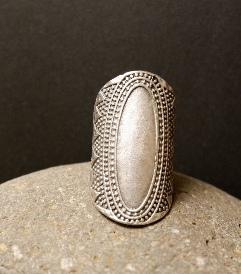 Gravierter Boho Ring - Ringe Für Frauen Handgemacht Sterling Ring Chunky Boho Großer Silber Verstellbar Qd56 von QuipoTR