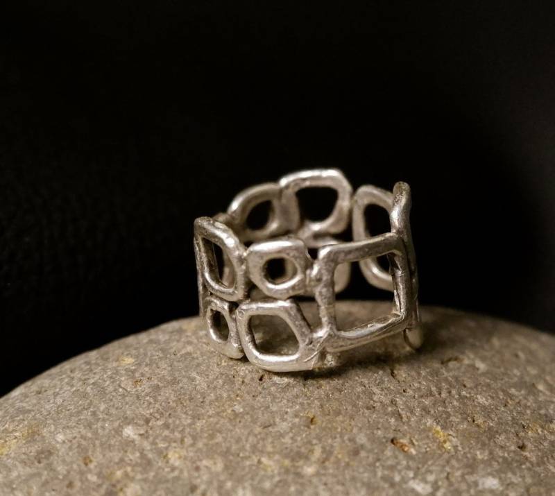 Modern Squares Ring - Boho Ring Einzigartig Statement Chunky Für Frauen Minimalist Retro Verstellbar Qd71 von QuipoTR