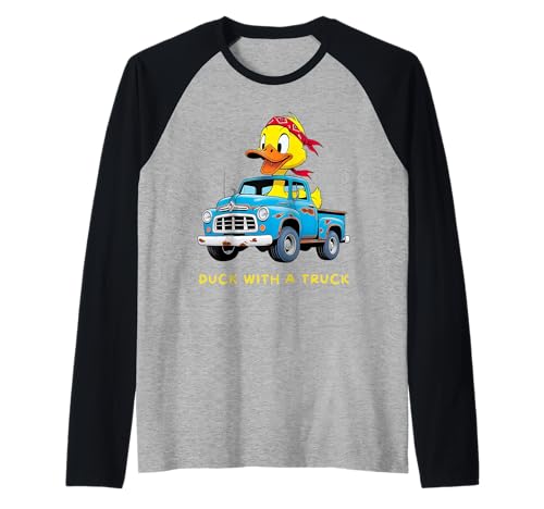 Lustige Ente Humor Jungen Männer mit Trucks Kleinkinder Junge Kinder Raglan Lustige Ente Humor Jungen Männer mit Trucks Kleinkinder Junge Kinder Raglan von Quirky Duck Joke Goose Sayings Dads Sons Grandpas