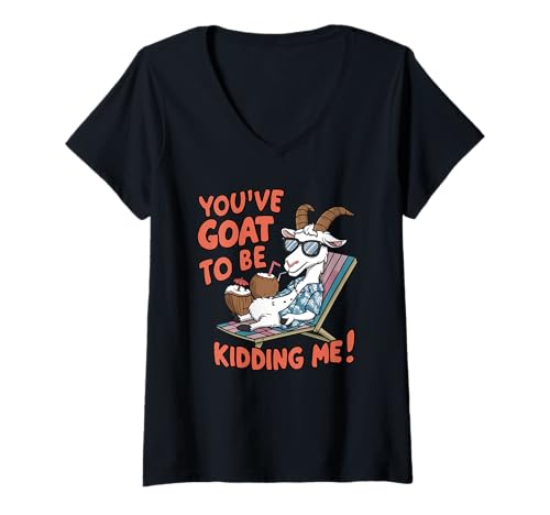 Damen Du machst wohl Witze Lustiger Ziegenbauer sarkastisch T-Shirt mit V-Ausschnitt Damen Du machst wohl Witze Lustiger Ziegenbauer sarkastisch T-Shirt mit V-Ausschnitt von Quirky Goat Apparel and s for Farmers and Goat