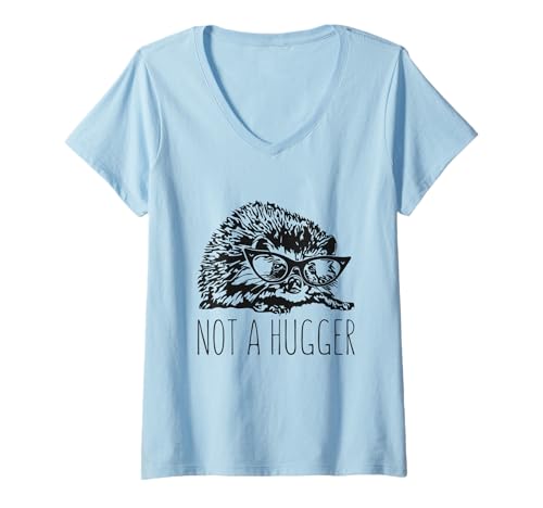 Damen Not a Hugger Lustiger Igel Antisozial Introvertiert Schüchternes Tier T-Shirt mit V-Ausschnitt Damen Not a Hugger Lustiger Igel Antisozial Introvertiert Schüchternes Tier T-Shirt mit V-Ausschnitt von Quirky Hedgehog Humor Clothes for Introverts