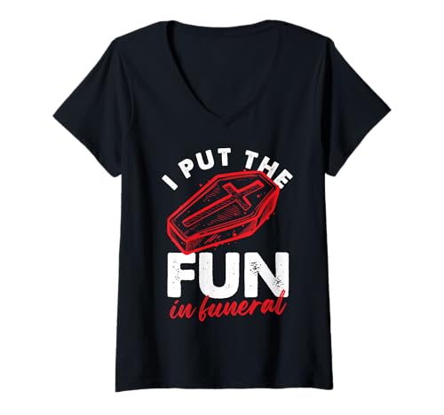 Damen Lustiges Beerdigungsdesign T-Shirt mit V-Ausschnitt von Quirky Humor Designs