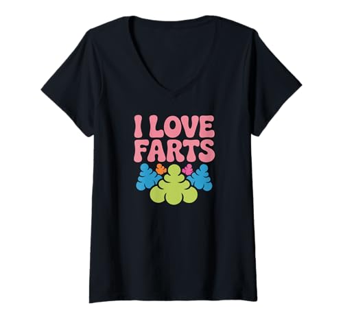 Damen Ich Liebe den kühnen, farbenfrohen Ausdruck von Fürzen T-Shirt mit V-Ausschnitt Damen Ich Liebe den kühnen, farbenfrohen Ausdruck von Fürzen T-Shirt mit V-Ausschnitt von Quirky Humor Enthusiast Collectives