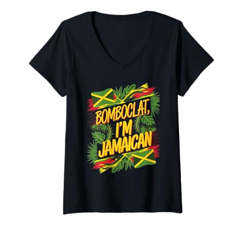 Damen Bomboclat Ich Bin Jamaikaner Lustig und schrullig T-Shirt mit V-Ausschnitt Damen Bomboclat Ich Bin Jamaikaner Lustig und schrullig T-Shirt mit V-Ausschnitt von Quirky Threads