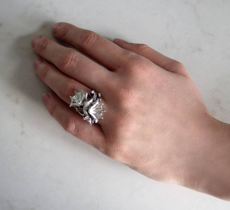 Drachen Ring, Silber Drachen Ring, Silber von QuirkyTiger