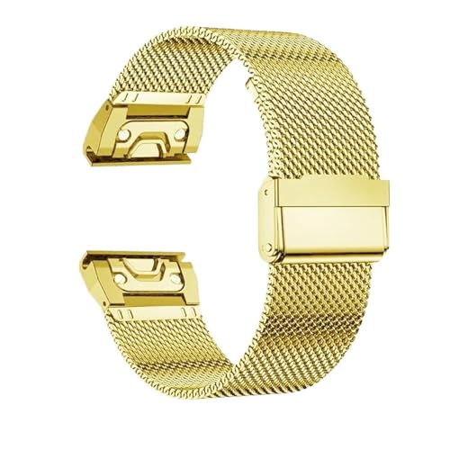 Quirxio 20/22/26mm Schnellmontagearmband für Fenix ​​8 43 51 mm 7s 7X 7 Pro Fenix ​​6s 6X 6 5s 5X 5Plus Tactix 7 Edelstahlband Forerunner 965 Uhrenarmbänder(Gold,For Fenix 8 47mm) von Quirxio