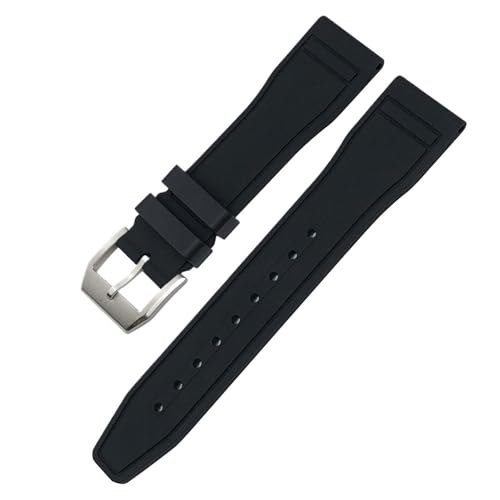 Quirxio 20 mm 21 mm 22 mm Fluorkautschuk-Uhrenarmband ， Für IWC IW3881 IW3777 Upgrade-Ersatzarmbänder Weiches Fluorkautschukband(D,22mm Silver buckle) von Quirxio