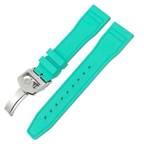Quirxio 20 mm 21 mm 22 mm Fluorkautschuk-Uhrenarmband ， Für IWC IW3881 IW3777 Upgrade-Ersatzarmbänder Weiches Fluorkautschukband(H,21mm Black buckle) von Quirxio
