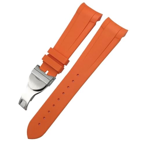 Quirxio Gummi-Uhrenarmband, 22 mm, 20 mm, Silikon-Uhrenarmband für Tudor Heritage Black Bay 1958 Pelagos, schwarze wasserdichte Sportarmbänder(Orange Folding,22mm) von Quirxio