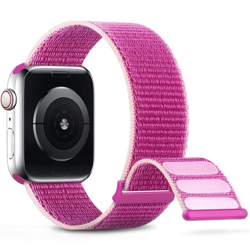 Quirxio Nylon-Sportarmband, kompatibel mit Apple Watch-Armband 38 mm, 40 mm, 41 mm, 42 mm, 44 mm, 45 mm, Damen und Herren, geflochtenes Armband, kompatibel mit iWatch-Serie 9/8/7/6/5/4/3/2 SE(Rose Pin von Quirxio