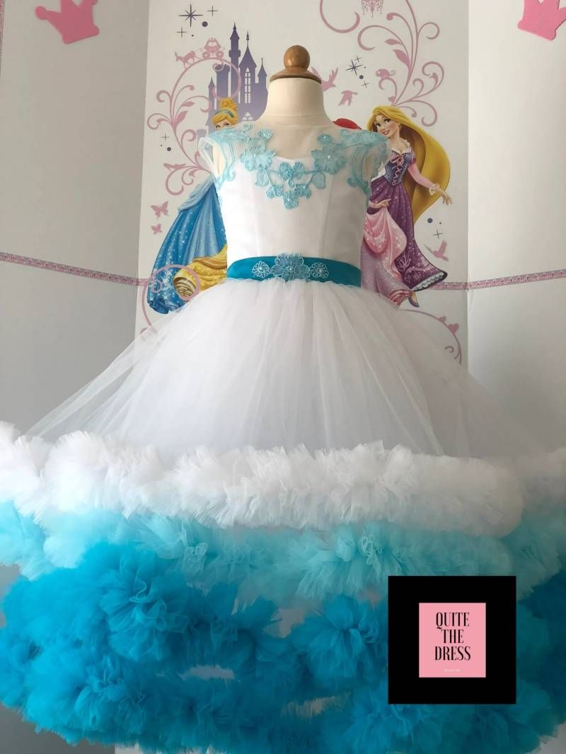 Blau Weiß Festzug Fluffy Mädchen Kleid Ballkleid Party Geburtstag Urlaub Hochzeit Blau Weiß Outfit Spaß Mode von QuiteTheDress
