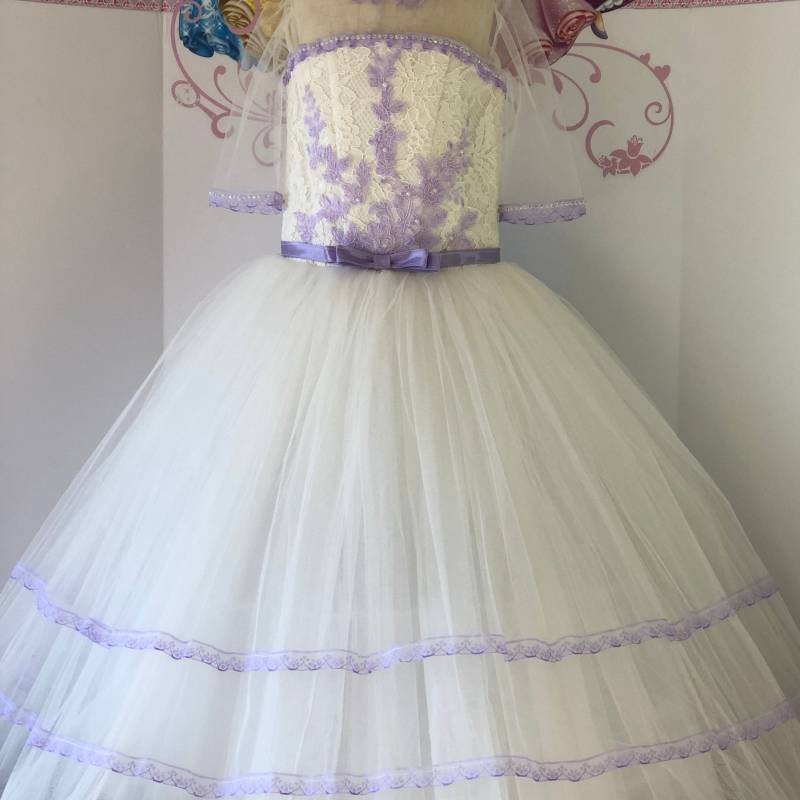 Lila Weiß Festzug Abschlussball Mädchen Ballkleid Formales Kleid Party Geburtstag Urlaub Hochzeit Outfit Benutzerdefinierte Lavendel von QuiteTheDress