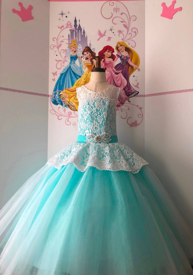 Mint Aqua Weiß Festzug Spitze Mädchen Kleid Ballkleid Party Geburtstag Urlaub Hochzeit Outfit Benutzerdefinierte von QuiteTheDress