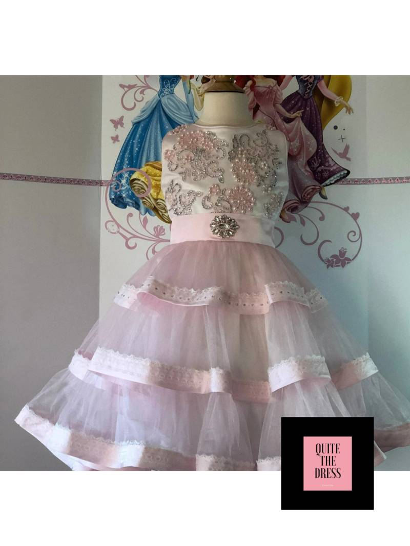 Rosa Glitzernde Cocktailkleid Festzugkleid Vorstellungskleid Osterkleid Blumenmädchen Festzugoutfit Maßgeschneidertes Kleid Mit Perlen von QuiteTheDress
