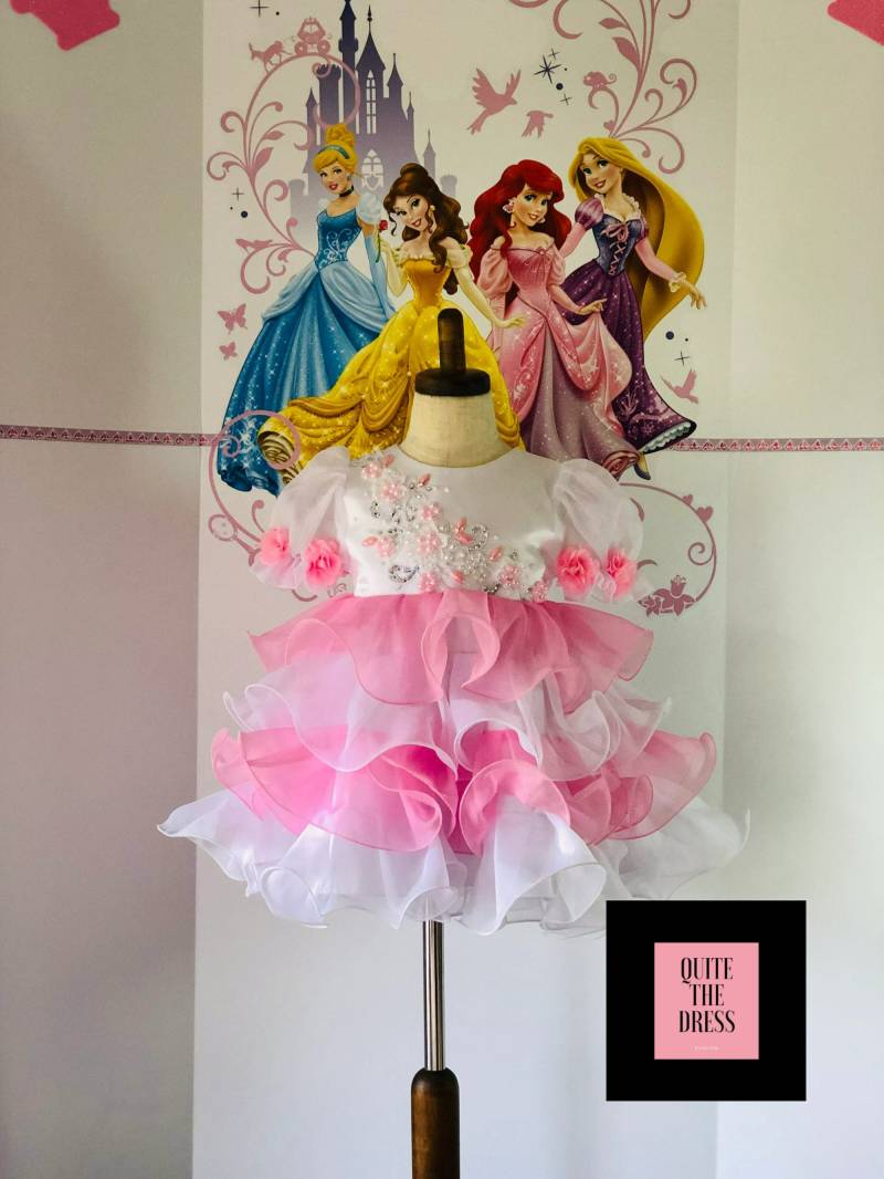 Rosa Weiß Babypuppe Kleid Ostern Blumenmädchen Party Geburtstag Urlaub Hochzeit Mädchen Festzug Outfit Fun Mode Flauschige von QuiteTheDress