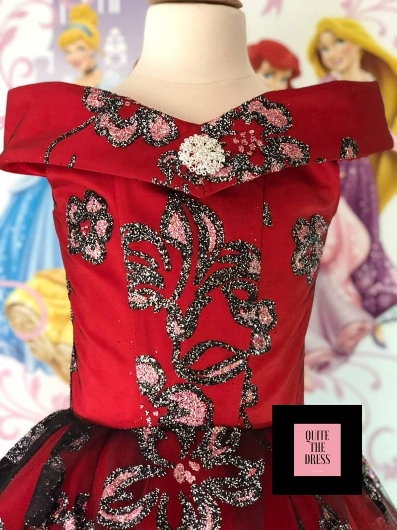 Rot Burgund Festzug Mädchen Kleid Rot Ballkleid Party Geburtstag Urlaub Hochzeit Outfit Custom Funkelndes von QuiteTheDress