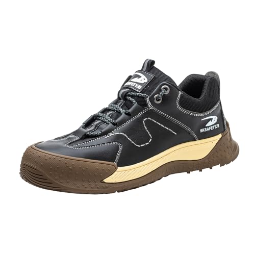 Anti-Perforations Luftdurchlässige Schuhe,Cushion Safety Toe Athletischer Arbeitsschuh für Industrie und BAU,Black,46 von Quiteyan