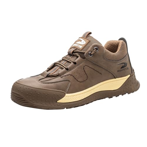 Anti-Perforations Luftdurchlässige Schuhe,für Männer und Frauen Atmungsaktive Leichte Pannensichere Work Construction Sneakers,Brown,45 von Quiteyan