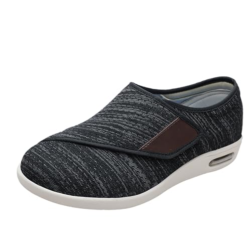 Arthritis Ödem Therapieschuhe,orthopädische Komfort Luxus Hausschuhe Breite FIT Verstellbarer Riemen,Dark Grey,46 von Quiteyan