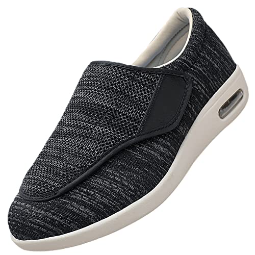 Arthritis Ödem verstellbarer Verschluss Memory Foam House Schuhe,Verstellbare obere offene Zehe Ödem geschwollene Füße Diabetiker Hausschuhe Atmungsaktive Sohle Komfort Wanderschuhe,Dark Grey,47 von Quiteyan