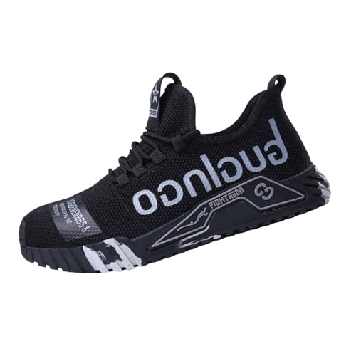 Atmungsaktiv Leicht Sportlich Schutzschuhe,für Männer und Frauen Atmungsaktive Leichte Pannensichere Work Construction Sneakers,Black▁42 von Quiteyan