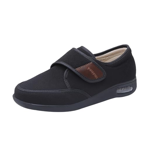 Einstellbarer Klettverschluss Comfy Pantoffeln,Damen und Herren Therapeutische Diabetiker Schuhe Breiten für Geschwollene, Breite und Diabetische Füße,Black,50 von Quiteyan